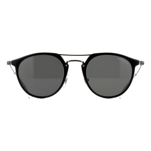 New MONT BLANC Black Round MB0204S 001 Sunglasses Women - Picture 2 of 4